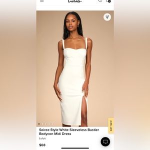 Lulus Soirée style white sleeveless bustier Dress. Size small and NWT